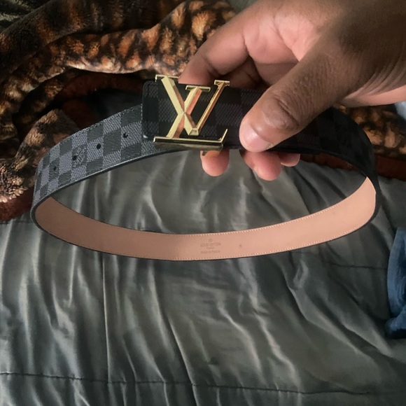 Louis Vuitton Checkered Black and Gold Men's Belt - Picture 1 of 1